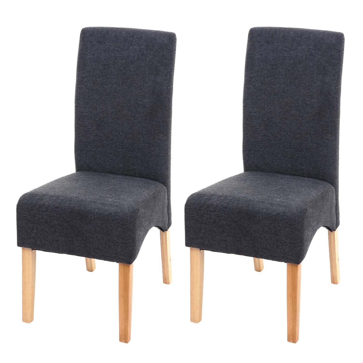 CHEFGASTRO Esszimmerstuhl 2er-Set Gepolstert 100x44x56cm Sitzhöhe 48cm Stoff/Textil Dunkelgrau Helle Beine von CHEFGASTRO