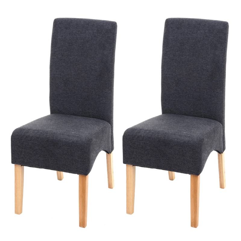 CHEFGASTRO Esszimmerstuhl 2er-Set Gepolstert 100x44x56cm Sitzhöhe 48cm Stoff/Textil Dunkelgrau Helle Beine CHEFGASTRO Esszimmerstuhl 2er-Set Gepolstert 100x44x56cm Sitzhöhe 48cm Stoff/Textil Dunkelgrau Helle Beine von CHEFGASTRO
