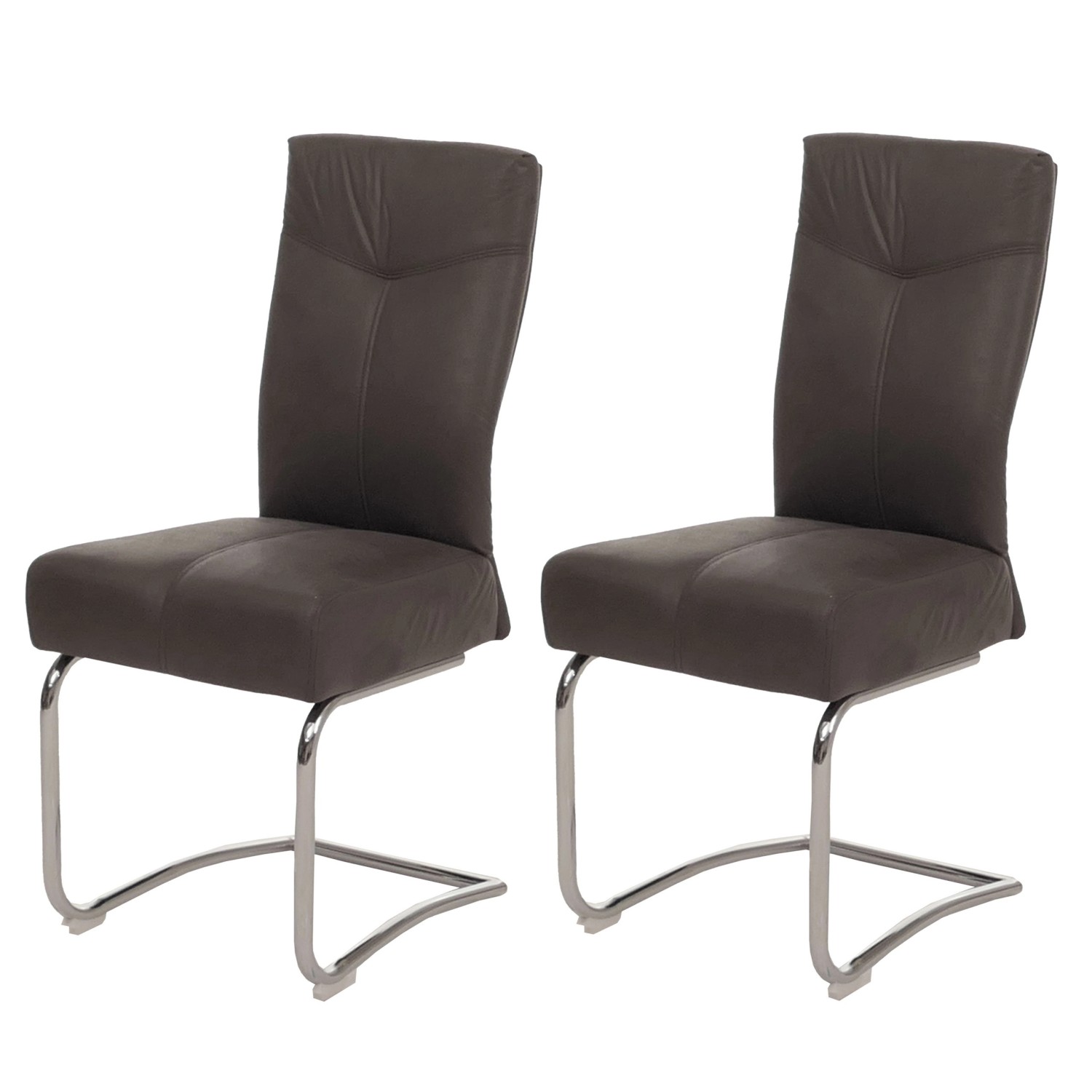 CHEFGASTRO Esszimmerstuhl 2er-Set Gepolstert 105x46x60cm Sitzhöhe 53cm Textil Wildleder-Optik Grau von CHEFGASTRO