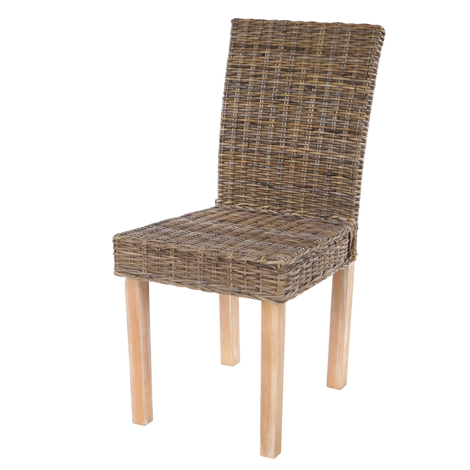 CHEFGASTRO Esszimmerstuhl 2er-Set Klassisch & Zeitlos 89x43x56cm Sitzhöhe 46cm Kubu-Rattan Helle Beine Korbstuhl von CHEFGASTRO