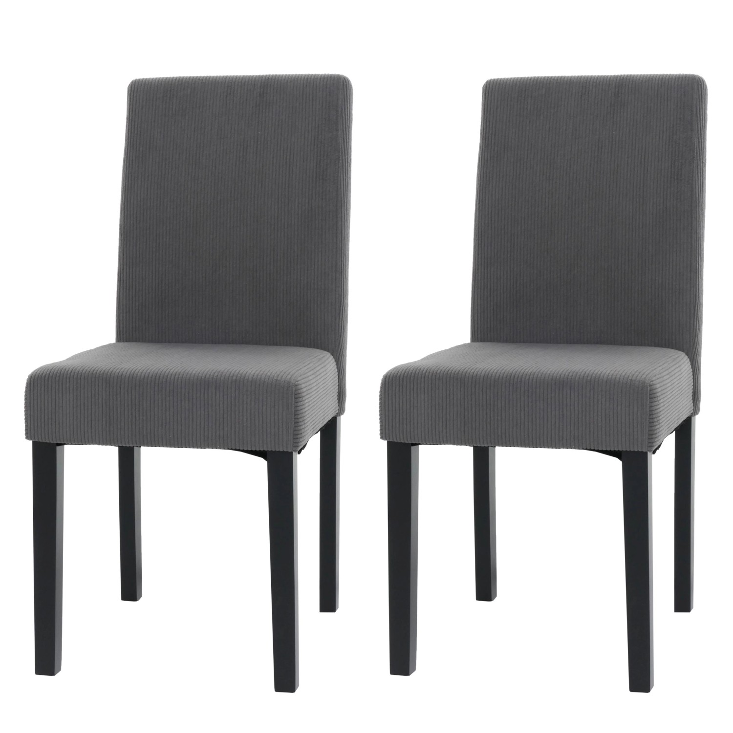CHEFGASTRO Esszimmerstuhl 2er-Set Klassisch & Zeitlos 90x42x50cm Sitzhöhe 47cm Stoff/Textil Cord Holz Dunkle Beine Dunkelgrau von CHEFGASTRO