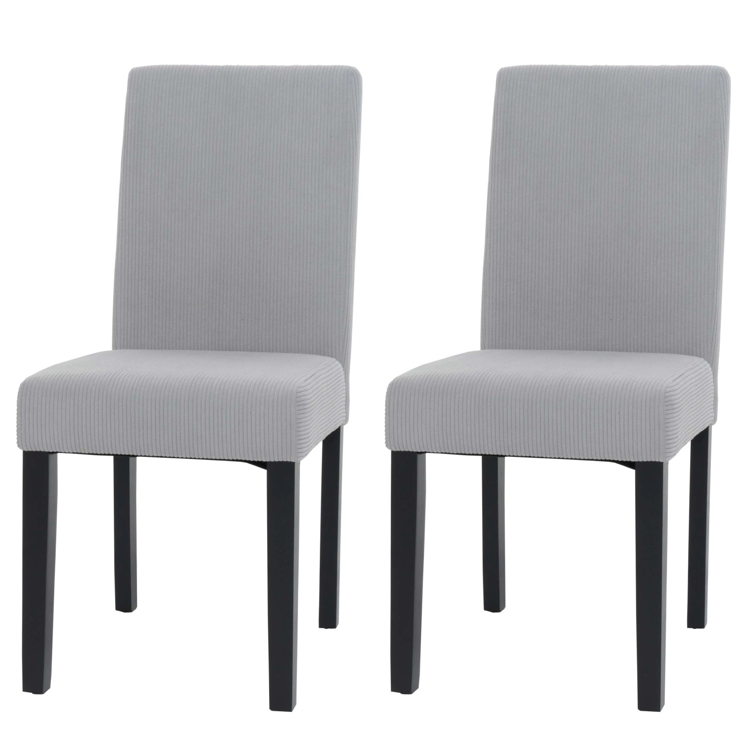 CHEFGASTRO Esszimmerstuhl 2er-Set Klassisch & Zeitlos 90x42x50cm Sitzhöhe 47cm Stoff/Textil Cord Holz Dunkle Beine Hellgrau von CHEFGASTRO