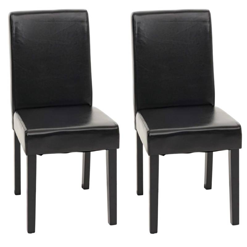 CHEFGASTRO Esszimmerstuhl 2er-Set Klassisch & Zeitlos 90x43x56cm Sitzhöhe 45cm Leder Dunkle Beine Schwarz von CHEFGASTRO
