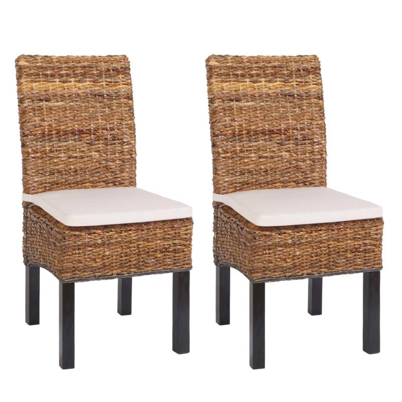 CHEFGASTRO Esszimmerstuhl 2er-Set Korbstuhl Stuhl Malibu Bananengeflecht 96x46x41cm Sitzhöhe 46cm Dunkel Mit Kissen von CHEFGASTRO