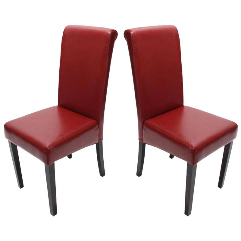 CHEFGASTRO Esszimmerstuhl 2er-Set99x41x60cm Sitzhöhe 47cm Leder Rot Dunkle Beine CHEFGASTRO Esszimmerstuhl 2er-Set99x41x60cm Sitzhöhe 47cm Leder Rot Dunkle Beine von CHEFGASTRO