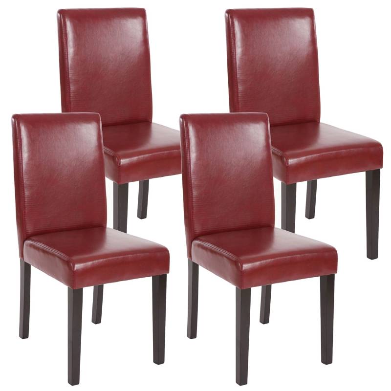 CHEFGASTRO Esszimmerstuhl 4er-Set Klassisch & Zeitlos 90x43x56cm Sitzhöhe 45cm Kunstleder Dunkle Beine Rot-Braun von CHEFGASTRO
