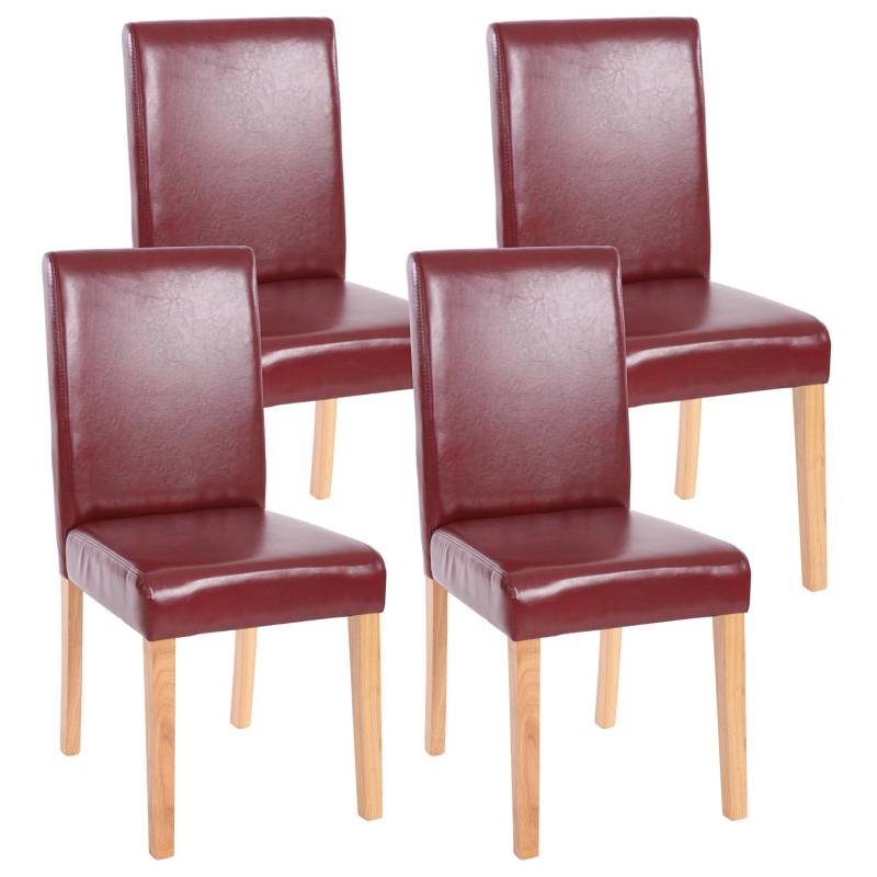 CHEFGASTRO Esszimmerstuhl 4er-Set Klassisch & Zeitlos 90x43x56cm Sitzhöhe 45cm Kunstleder Helle Beine Rot-Braun von CHEFGASTRO