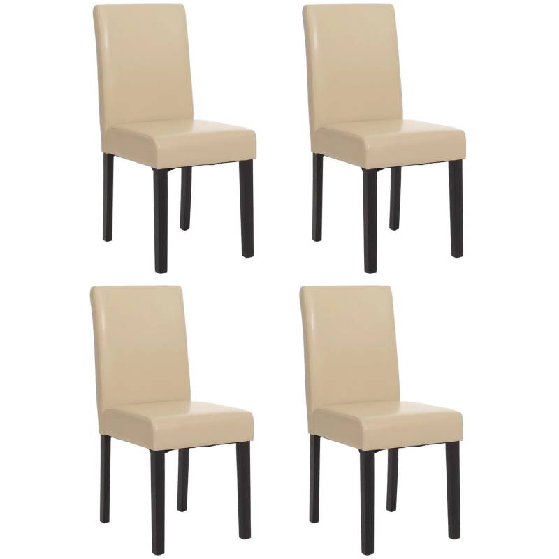 CHEFGASTRO Esszimmerstuhl 4er-Set Klassisch & Zeitlos 90x43x56cm Sitzhöhe 45cm Leder Creme Dunkle Beine von CHEFGASTRO