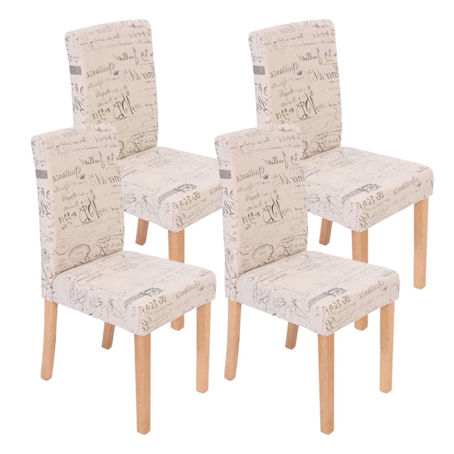 CHEFGASTRO Esszimmerstuhl 4er-Set Klassisch & Zeitlos 90x43x56cm Sitzhöhe 45cm Textil Mit Schriftzug Helle Beine Creme CHEFGASTRO Esszimmerstuhl 4er-Set Klassisch & Zeitlos 90x43x56cm Sitzhöhe 45cm Textil Mit Schriftzug Helle Beine Creme von CHEFGASTRO
