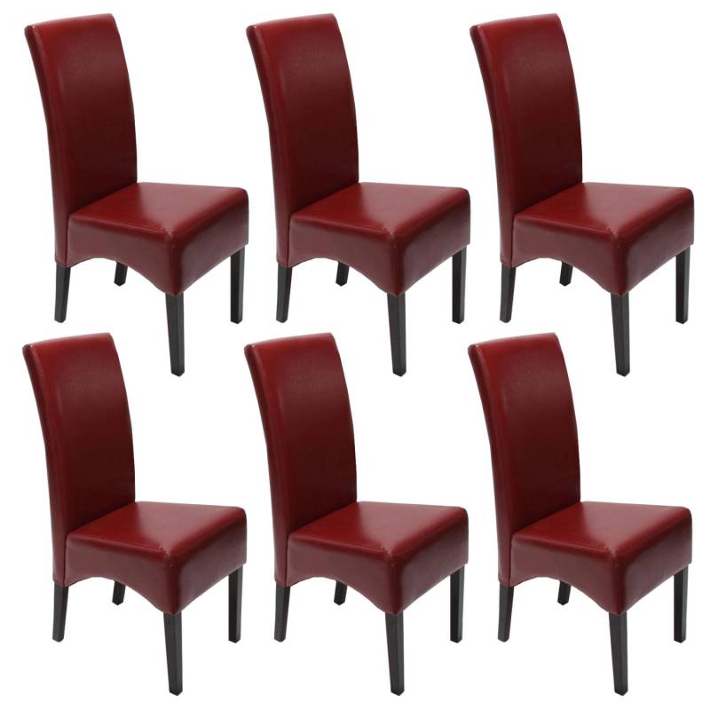 CHEFGASTRO Esszimmerstuhl 6er-Set Gepolstert 102x44x54cm Sitzhöhe 47cm Leder Dunkle Beine Rot von CHEFGASTRO