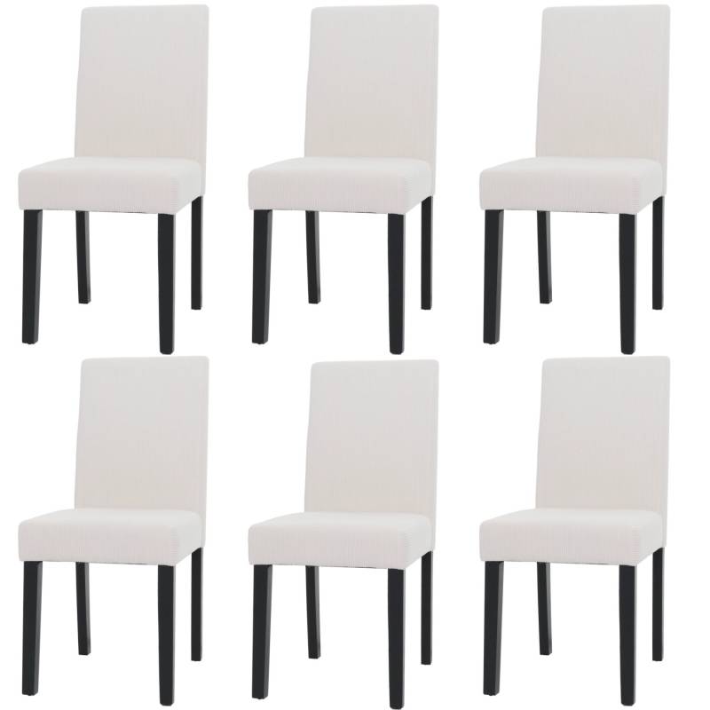 CHEFGASTRO Esszimmerstuhl 6er-Set Klassisch & Zeitlos 90x42x50cm Sitzhöhe 47cm Stoff/Textil Cord Holz Dunkle Beine Creme von CHEFGASTRO