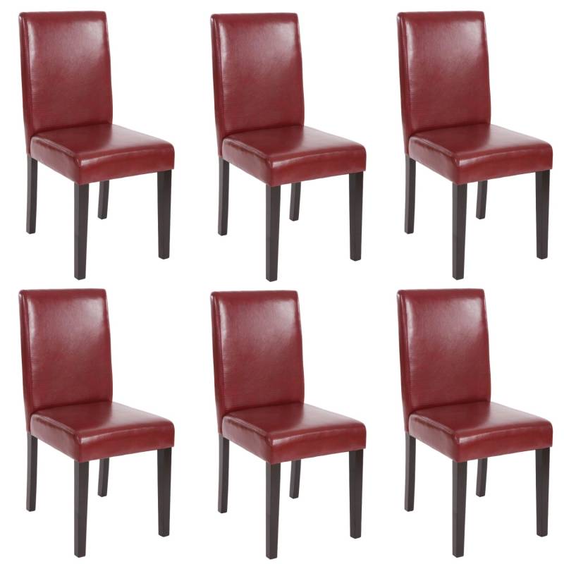 CHEFGASTRO Esszimmerstuhl 6er-Set Klassisch & Zeitlos 90x43x56cm Sitzhöhe 45cm Kunstleder Dunkle Beine Rot-Braun von CHEFGASTRO