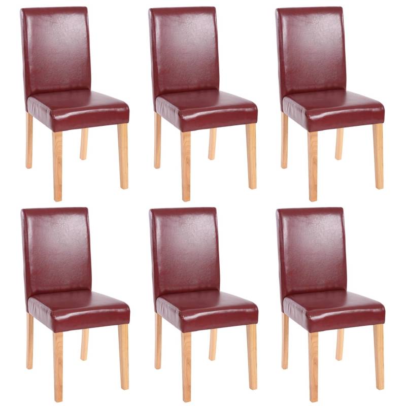 CHEFGASTRO Esszimmerstuhl 6er-Set Klassisch & Zeitlos 90x43x56cm Sitzhöhe 45cm Kunstleder Helle Beine Rot-Braun von CHEFGASTRO