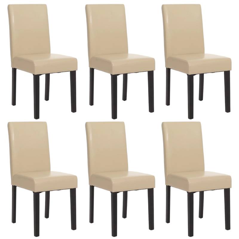 CHEFGASTRO Esszimmerstuhl 6er-Set Klassisch & Zeitlos 90x43x56cm Sitzhöhe 45cm Leder Dunkle Beine Creme von CHEFGASTRO