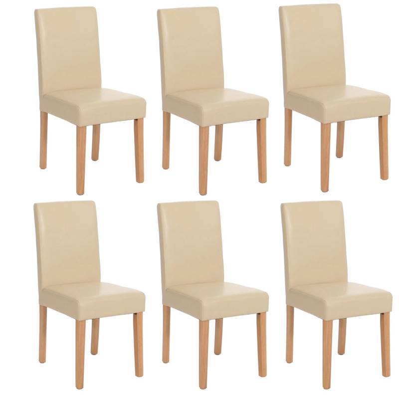 CHEFGASTRO Esszimmerstuhl 6er-Set Klassisch & Zeitlos 90x43x56cm Sitzhöhe 45cm Leder Helle Beine Creme von CHEFGASTRO