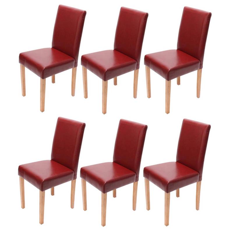 CHEFGASTRO Esszimmerstuhl 6er-Set Klassisch & Zeitlos 90x43x56cm Sitzhöhe 45cm Leder Helle Beine Rot von CHEFGASTRO