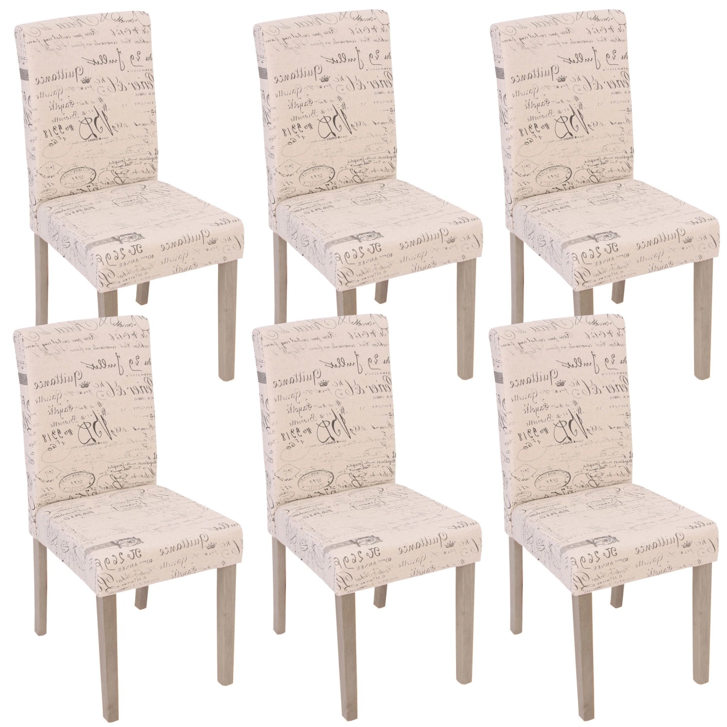 CHEFGASTRO Esszimmerstuhl 6er-Set Klassisch & Zeitlos 90x43x56cm Sitzhöhe 45cm Textil Mit Schriftzug Beine Struktur - Eiche Creme CHEFGASTRO Esszimmerstuhl 6er-Set Klassisch & Zeitlos 90x43x56cm Sitzhöhe 45cm Textil Mit Schriftzug Beine Struktur - Eiche Creme von CHEFGASTRO
