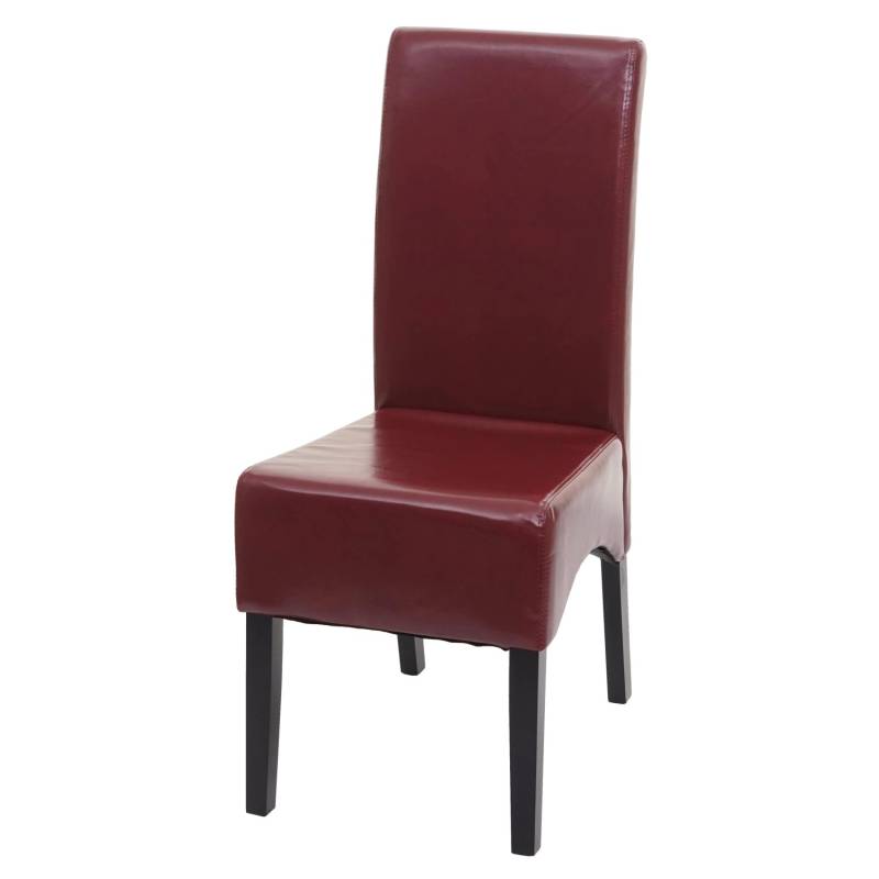 CHEFGASTRO Esszimmerstuhl Gepolstert 100x44x56cm Sitzhöhe 48cm Leder Dunkle Beine Rot von CHEFGASTRO