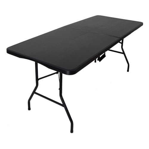 CHEFGASTRO Klappbarer mobiler Buffettisch für Terrasse Balkon Garten mit Tragegriff | HxBxT 74x183x74cm | Für 6 Personen In- & Outdoor | Schwarz | Campingtisch Partytisch Klapptisch Gartentisch von CHEFGASTRO