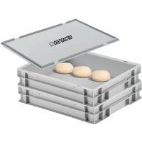 SuperSparSet 2x Pizzaballenbox mit 1x Deckel HxBxT 8,5x30x40cm 9 Liter Teigwanne für Pizzateig, Stapelbare Pizzabox, Gärbox für Sauerteig Brotteig von CHEFGASTRO