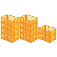 SparSet 10x Eurobehälter Bäcker- & Konditorenkasten HxBxT 25x40x60 49 Liter Gelb-Orange Brötchenkiste, stapelbare Bäckerkiste - Gelb-Orange von CHEFGASTRO