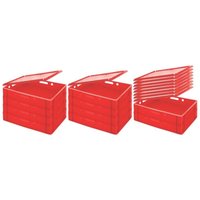 SparSet 10x Eurobehälter Fleischerkasten E1 mit Auflagendeckel HxBxT 12,5x40x60cm 25 Liter Rot Fleischerkiste, Fleischkiste, Metzgerkiste, von CHEFGASTRO