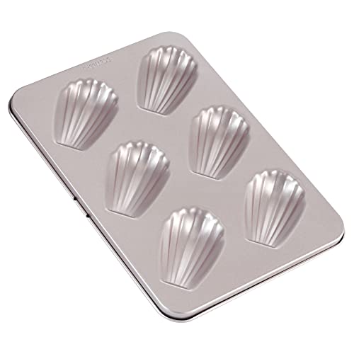 CHEFMADE Madeleine Mold Kuchen Pan, 6-hohlraum Nicht-Stick Elliptische Shell Madeline Backformen für Ofen Backen (Champagne Gold) von CHEFMADE