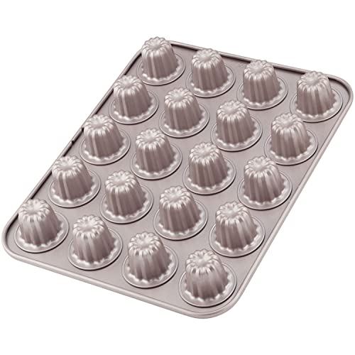 CHEFMADE Mini Canele Form Kuchen form, Antihaft-Mini-Canele-Muffin-Backform-Cupcake-Pfanne mit 20 Kavitäten zum Backen im Ofen (Champagner gold) von CHEFMADE