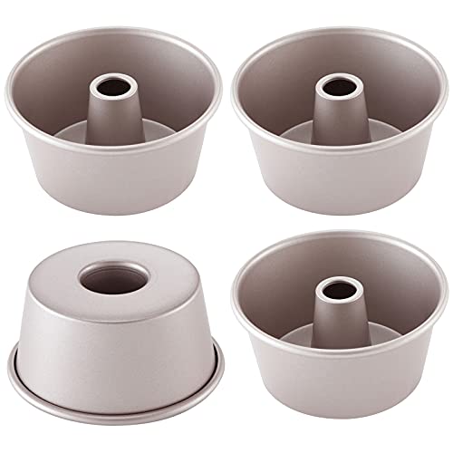 CHEFMADE Mini Engel Lebensmittel Pan Set, 3,5-Zoll 4Pcs Nicht-Stick Chiffon Backformen für Ofen und Instant Topf Backen(Champagne Gold) von CHEFMADE