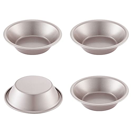 CHEFMADE Mini Loaf Pan Set, 4-zoll 4Pcs Nicht-Stick Runde Brot und Fleisch Backformen für Ofen und Instant Topf Backen (Champagne Gold) von CHEFMADE