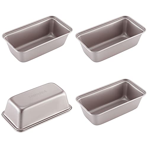 CHEFMADE Mini Loaf Pan Set, 5,5-zoll 4Pcs Nicht-Stick Rechteck Brot und Fleisch Backformen für Ofen und Instant Topf Backen (Champagne Gold) von CHEFMADE