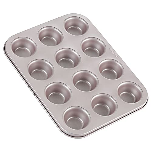 CHEFMADE Mini Muffin Pan, 12-hohlraum Nicht-Stick Mini Cupcake Pan Backformen für Ofen Backen (Champagne Gold) von CHEFMADE