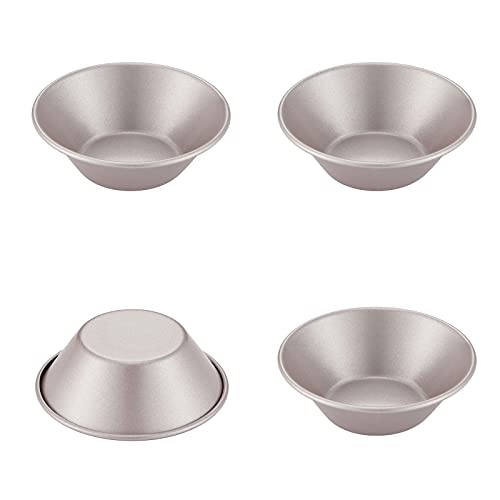 CHEFMADE Mini Pudding Pan Set, 3-zoll 4Pcs Nicht-Stick Runde Mini Kuchen und Loaf Backformen für Ofen und Instant Topf Backen (Champagne Gold) von CHEFMADE
