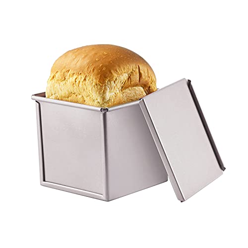 CHEFMADE Pullman Loaf Pan mit Lip, 0,55 Lb Teig Kapazität Nicht-stick Rechteck Flache Toast Box für Ofen Backen 3.9" x 3.9"x 3.9" (Champagne Gold) von CHEFMADE