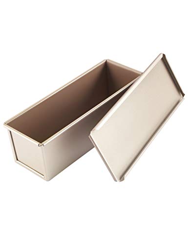 CHEFMADE Pullman Loaf Pan mit Lip, 0,66 Lb Teig Kapazität Nicht-stick Rechteck Flache Toast Box für Ofen Backen 2.8" x 8.1"x 2.8" (Champagne Gold) von CHEFMADE