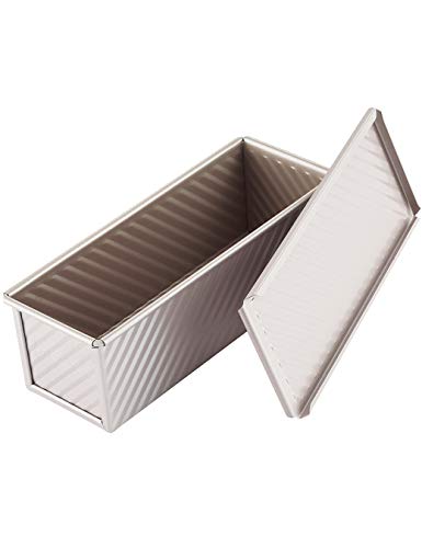 CHEFMADE Pullman Loaf Pan mit Lip, 0,66 Lb Teig Kapazität Nicht-stick Rechteck Well Toast Box für Ofen Backen 2.8" x 8.1"x 2.8" (Champagne Gold) von CHEFMADE
