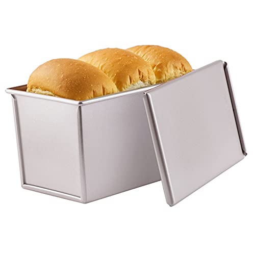 CHEFMADE Pullman Loaf Pan mit Lip, 0,99 Lb Teig Kapazität Nicht-stick Rechteck Flache Toast Box für Ofen Backen 4.2" x 7.7"x 4.4" (Champagne Gold) von CHEFMADE