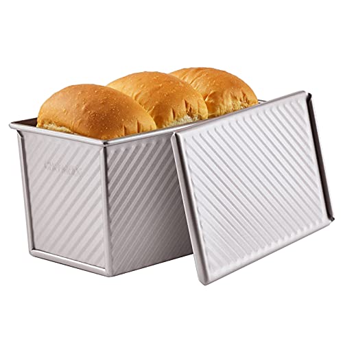 CHEFMADE Pullman Loaf Pan mit Lip, 0,99 Lb Teig Kapazität Nicht-stick Rechteck Well Toast Box für Ofen Backen 4.2" x 7.7"x 4.4" (Champagne Gold) von CHEFMADE