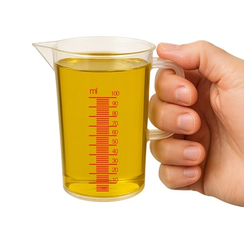 CHEFZOCO Messbecher, Messbecher für die Küche, mikrowellengeeignet, ergonomischer Griff, Fassungsvermögen 125 ml, Kunststoff, transparent von CHEFZOCO