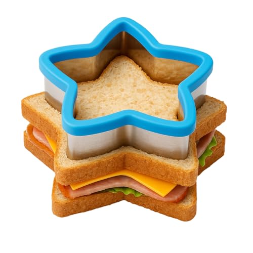 CHEFZOCO Sandwich-Ausstechform mit Stern, Sandwich-Stanzer, Stern, Antihaft-Keksausstecher, Kunststoff und Edelstahl, 10 x 10 cm, Stern-Design von CHEFZOCO