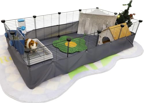 CHEGRON Meerschweinchenkäfig mit herausnehmbarem Einsatz und DIY-Gittern, Hamsterkäfig, Kaninchenkäfig, C&C Kleintierkäfig, PVC-Boden, Kleintiergehege für Igel, Chinchillas, 12 Metallgitter, 12 Stück von CHEGRON