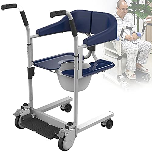 ZLNY Badezimmer-Rollstühle, Patienten-Transfer-Stuhl, Toiletten-Badestuhl Für Behinderte Ältere Menschen, Multifunktionaler Ganzkörper-Patienten-Transfer-Lifter Für Ältere Menschen,Blau,Excellent2 von CHEIRS