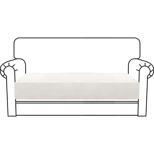 CHELZEN Samt Sofa Sitzkissenbezug, Hochelastischer Sitzbezug, Stretch Sofasitzbezug Schonbezug Schutz Sofabezug L-förmiger Ecksofas für Wohnzimmer (2 Sitzer, Weiß) von CHELZEN