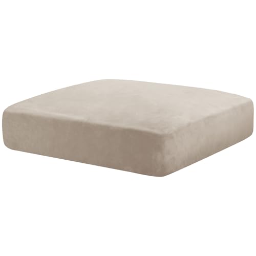 CHELZEN Samt Sofa Sitzkissenbezug, Hochelastischer Sitzbezug, Stretch Sofasitzbezug Schonbezug Schutz Sofabezug L-förmiger Ecksofas für Wohnzimmer (Großer 1 Sitzer, Khaki) von CHELZEN
