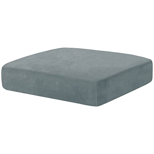 CHELZEN Samt Sofa Sitzkissenbezug, Hochelastischer Sitzbezug, Stretch Sofasitzbezug Schonbezug Schutz Sofabezug L-förmiger Ecksofas für Wohnzimmer (Großer 1 Sitzer, Staubiges Blau) von CHELZEN