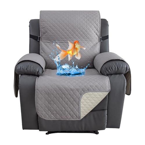 CHELZEN wasserdichte Recliner Sofa Abdeckung, Reversible Stuhl Slipcover, Möbel Schutz für Wohnzimmer (Recliner, Hellgrau) von CHELZEN