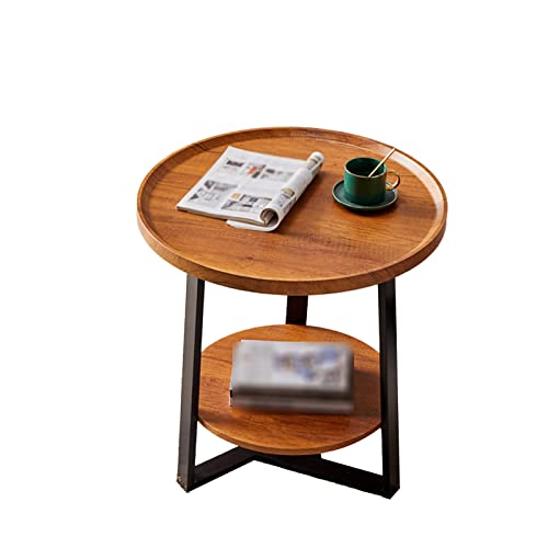 CHEMYO Runder Holztisch, kleine Gartentische, einfach zu montierende Holztische, Stabiler Sofa-Beistelltisch für kleine Räume, Balkon, Café (Größe: 60 x 60 x 60 cm, Farbe: C) von CHEMYO