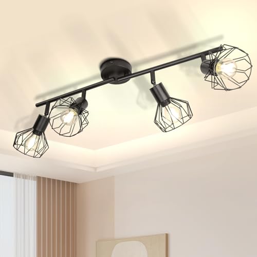 CHENBEN Deckenstrahler 4 Flammig,Strahler Deckenleuchte Schwarz 350°Spotleuchte Wand E14 Wohnzimmerlampe Decke für Küche Schlafzimmer,Nein E14 Leuchtmittel von CHENBEN