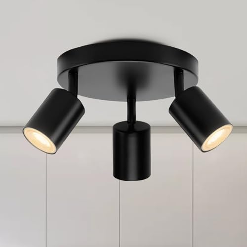 CHENBEN LED Deckenstrahler 3 Flammig Schwarz Deckenlampe GU10 Deckenspots 23×10cm Modern Schwenkbar lampe für Küche Schlafzimmer Wohnzimmer von CHENBEN
