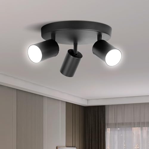 CHENBEN LED Deckenstrahler 3 Flammig Schwarz Deckenlampe GU10 Deckenspots 23×10cm Modern Schwenkbar lampe für Küche Schlafzimmer Wohnzimmer von CHENBEN